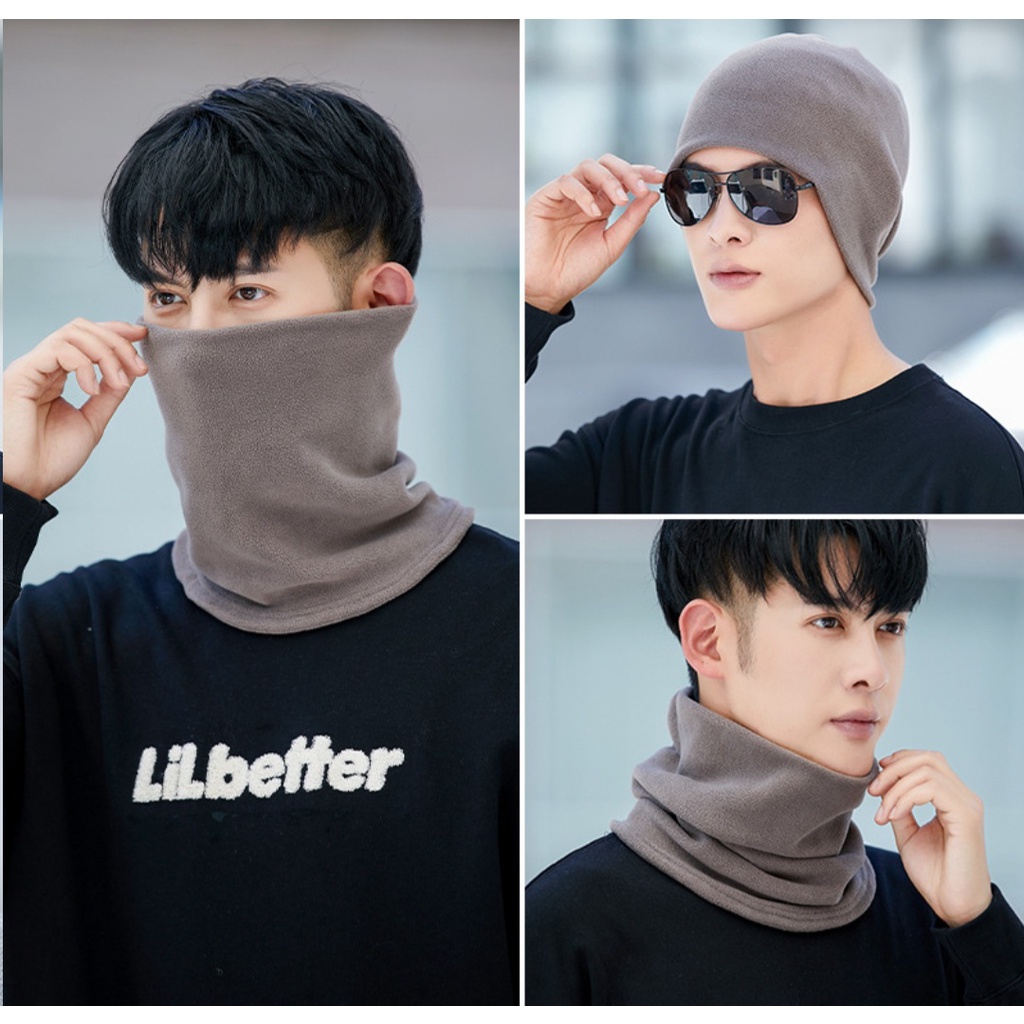 Khăn ống đa năng tạo kiểu thành mũ có dây rút điều chỉnh ấm áp sang trọng