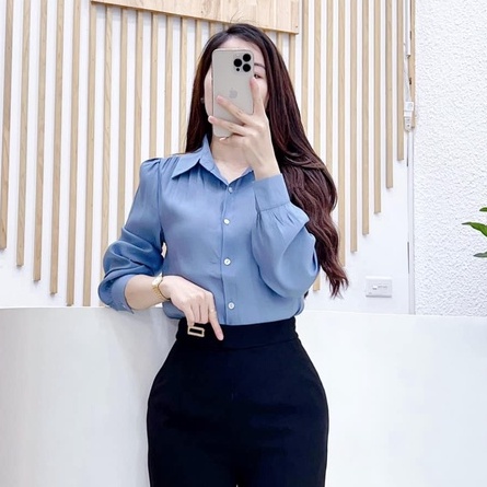 Áo sơ mi dài tay nữ chất lụa mềm cao cấp, hàng loại 1 - A75