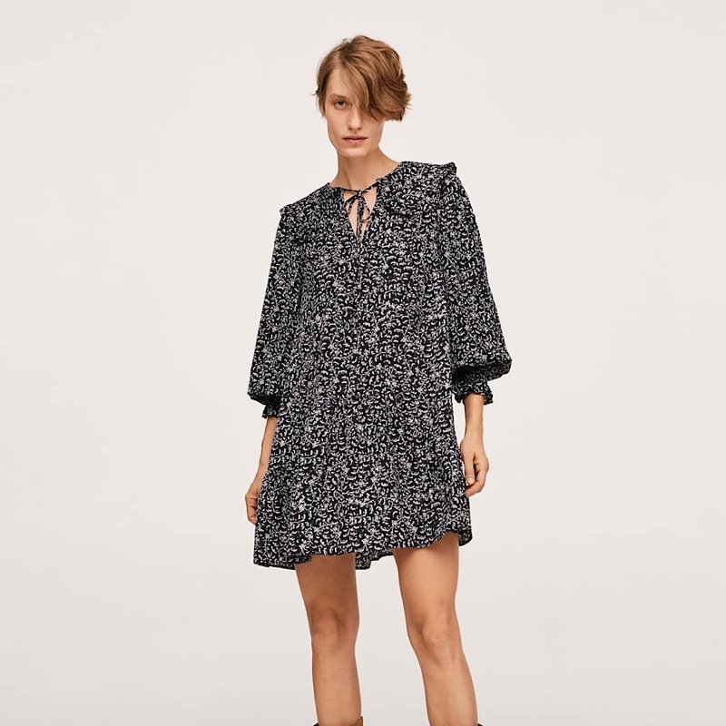 Váy Babydoll Cổ Sen hót hít Mango Auth