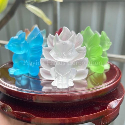 Tượng Hồ Ly 9 Đuôi Size Nhỏ | Hồ Ly Phong Thuỷ | Đá Lưu Ly Cao Cấp Nhiều Màu Sắc