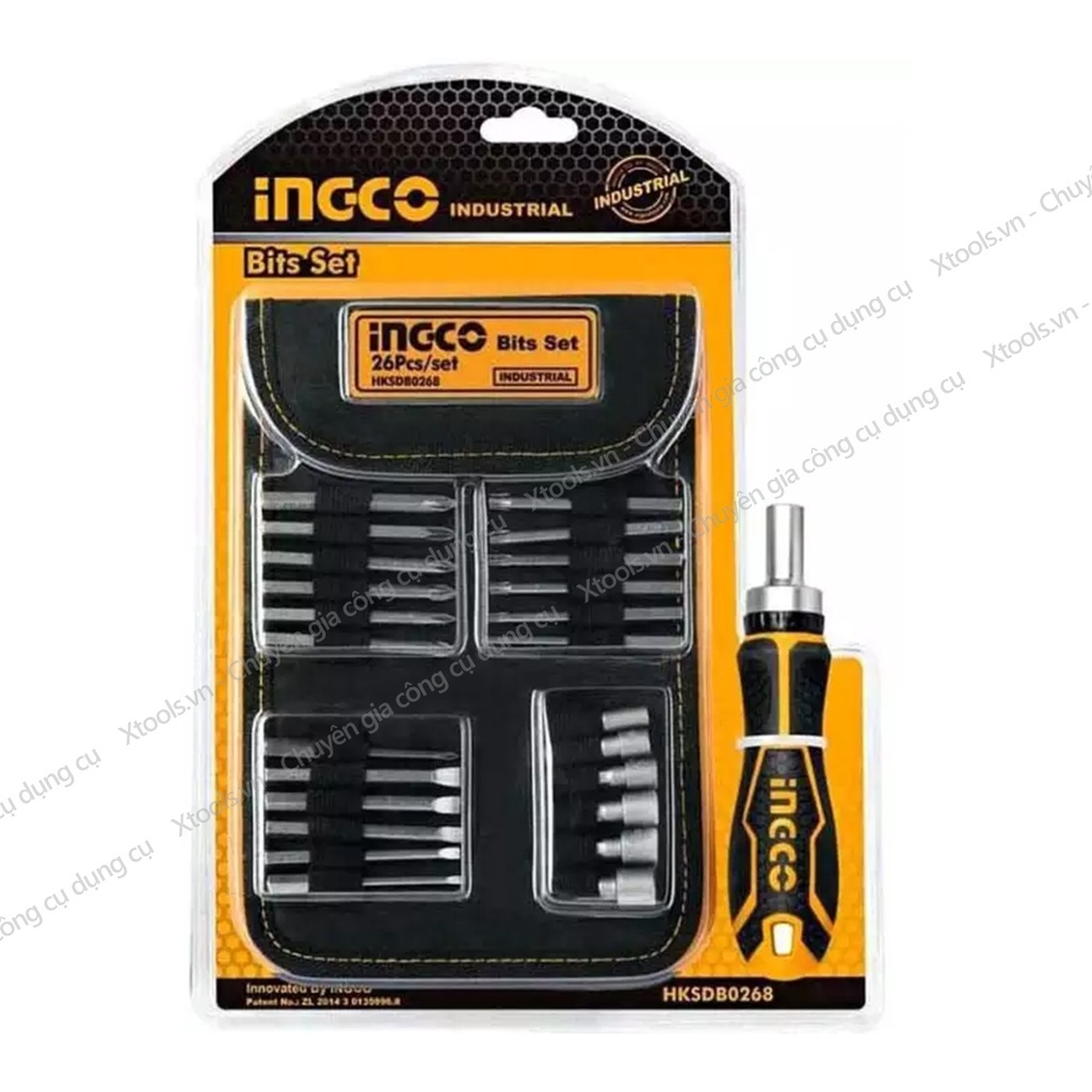 Bộ tua vít 26 chi tiết INGCO HKSDB0268 vặn siết 2 chiều tự động, chất liệu thép cr-v không gỉ, có nam châm tiện lợi