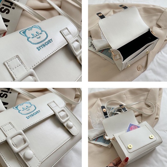 Túi Đeo Chéo Hình Vuông Nhỏ Thêu Họa Tiết Dễ Thương Phong Cách Nhật Bản Thời Trang 2022