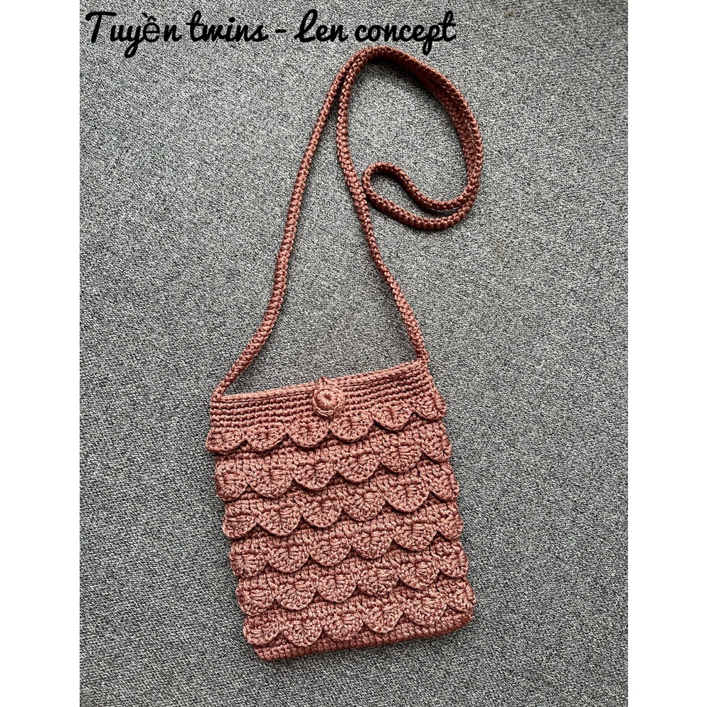 Túi len đeo chéo - Họa tiết bán nguyệt - HANDMADE 100%