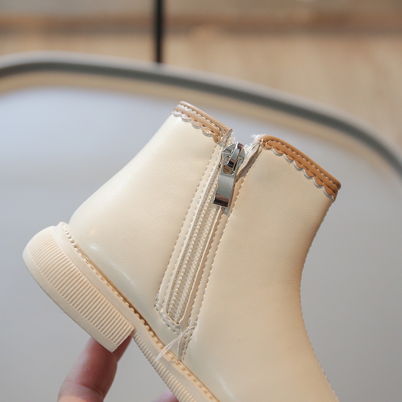 Vintage Dễ Thương Bé Gái Da Mềm Hoa Martin Giày Ngắn Dây Kéo Chống Trơn Trượt Sof0 Tuổi