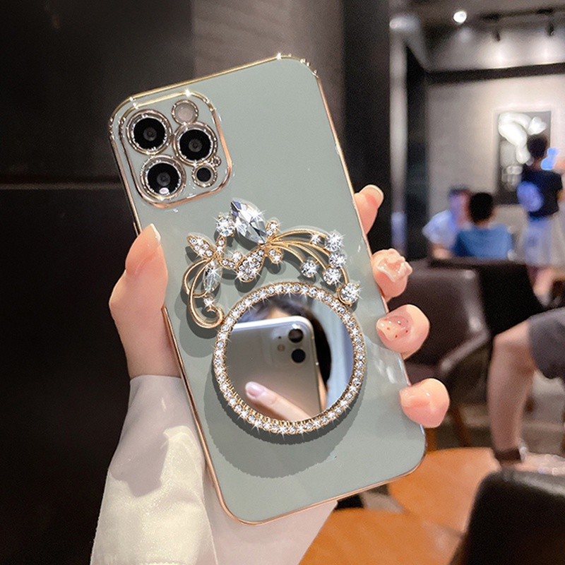 Ốp Điện Thoại Tráng Gương Hình Hoa Cho OPPO Reno 2 2F 3 4 5 6 7 8 Pro Reno2 Reno5 Reno6 Reno7 Reno8 Z A91 F15