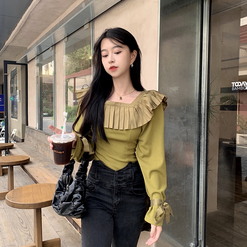 IELGY IELGY Áo Mỏng Thiết Kế Bèo Nhún Cho Nữ