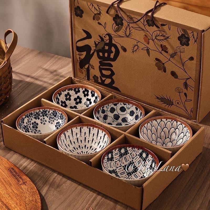 SET BỘ 6 BÁT HOA VĂN THỔ CẨM FULL BOX