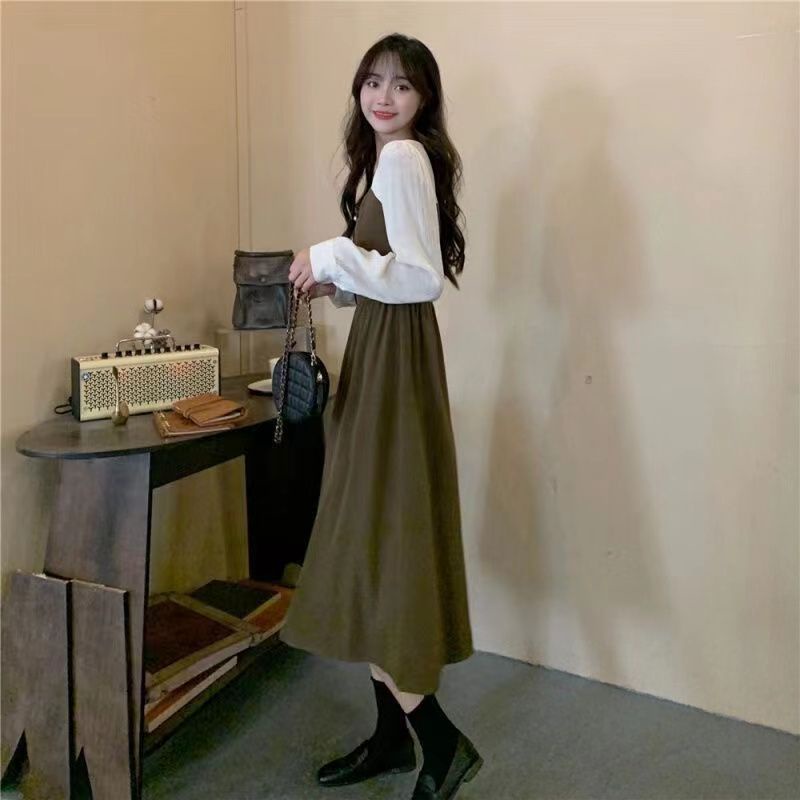 Đầm maxi Tay Dài Màu Tím Phong Cách Thời Trang Xuân Thu Mới