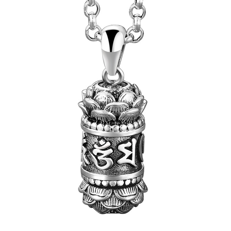 Mặt Dây Chuyền Bạc Hình Mèo May Mắn Phong Cách Shurangama Mantra Độc Đáo Đơn Giản Cho Nam Và Nữ