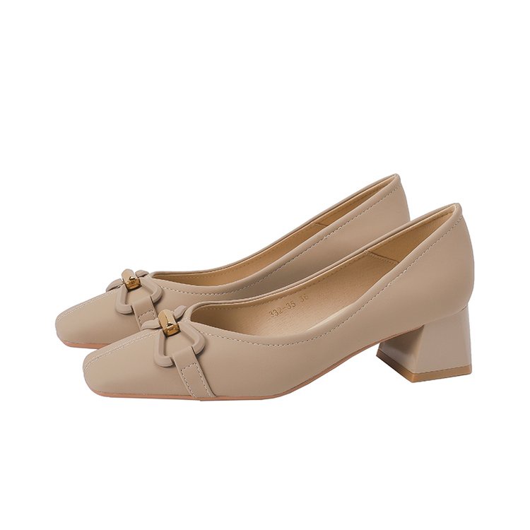 Giày Búp Bê Mũi Tròn Màu Trơn Đính Nơ Thời Trang Cho Nữ