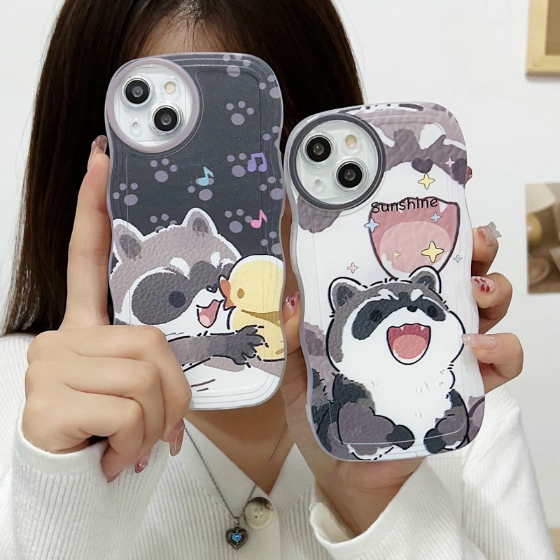Cute Casing Redmi 12C A1 10C 10A 9C 9A 9S 8 6A 5A Note 12 4G 5G 11S 11 10s 10 Pro 9 9S 8 POCO X4 X5 M3 X3 Pro NFC Cartoon Raccoon Duck Waves Edge Fine Hole  Soft Phone Case Cover STB 07