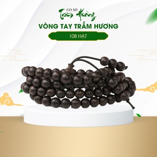 Vòng tay Trầm hương 108 hạt sánh chìm Indo hương thơm tự nhiên sức sống cực mạnh