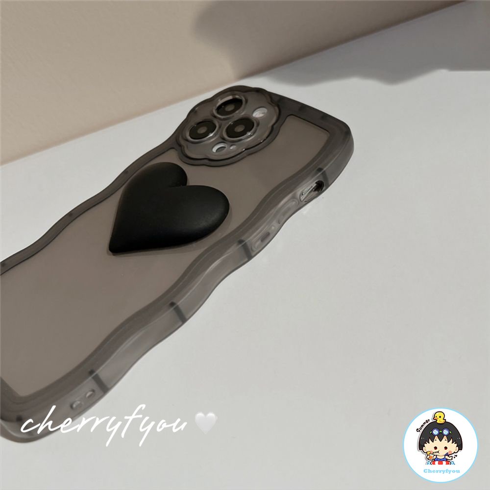 Ốp Điện Thoại TPU Mềm Nhám Họa Tiết Trái Tim 3D Chống Sốc Có Dây Đeo Tay Cho IPhone 14 13 12 11 Pro Max X XR
