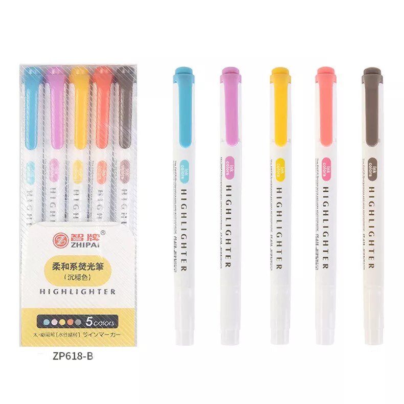 Set 5 Bút Đánh Dấu Hai Đầu Họa Tiết Graffiti Bắt Sáng