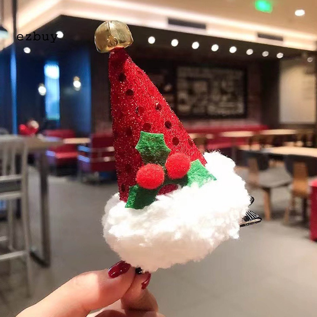 Ezbuy Kẹp Tóc Hình Nón Giáng Sinh Màu Đỏ / Xanh Lá / Trắng Thoải Mái Chống Rơi Thích Hợp Làm Quà Tặng