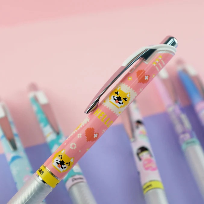 [Hàng Mới Nhất] Bộ 6 Bút Gel Pentel EnerGel Kawaii+5 Pixel Art BLN75KW  |  Trơn Mượt Siêu Nhanh Khô