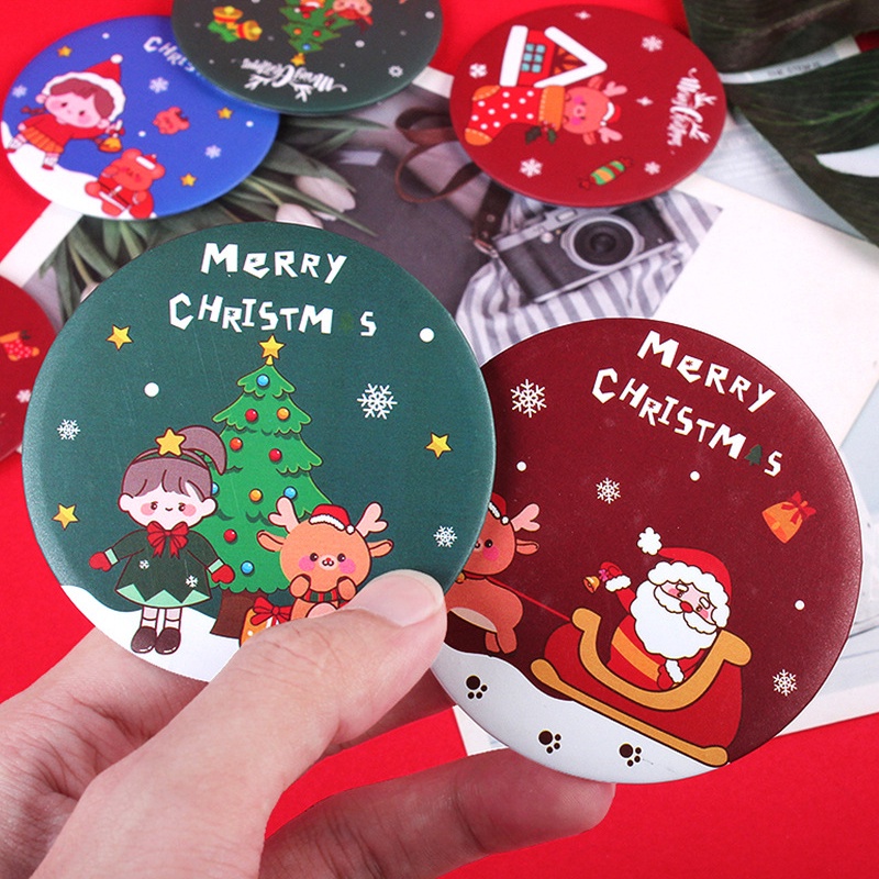 Gương Mini Nhiều Hình Dễ Thương, Gương Cầm Tay Họa Tiết Merry Christmas