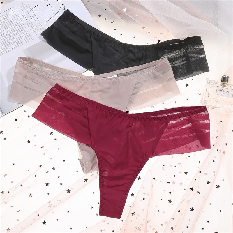 Quần lót TAKETALK vải cotton không đường may phối ren trong suốt quyến rũ cho nữ