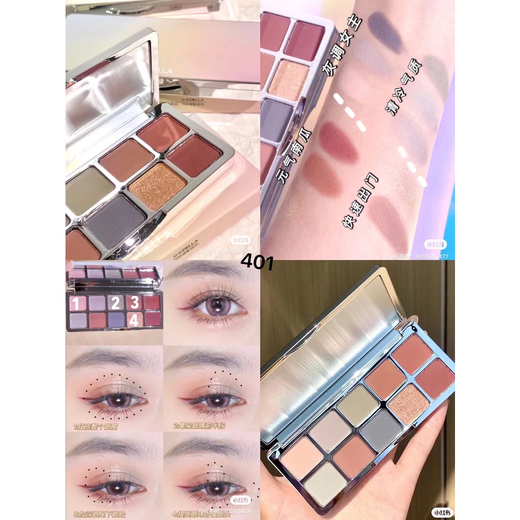 SHEDELLA Bảng Phấn Mắt 10 Màu Sắc Tông Lì / Lấp Lánh Chống Thấm Nước Lâu Trôi