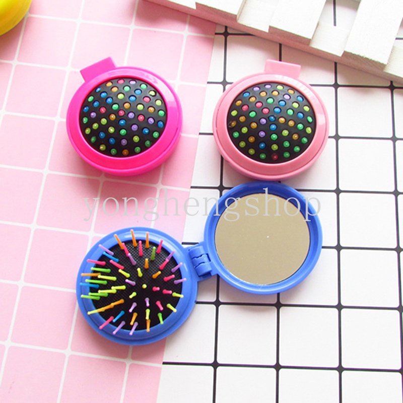 Lược Chải Tóc Mini Màu Cầu Vồng Có Thể Gấp Gọn Tiện Dụng