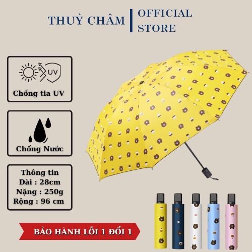 Ô Dù- Ô Gấu Brown Che Nắng Che Mưa Chống Tia Uv Tiện Lợi Hiệu Quả