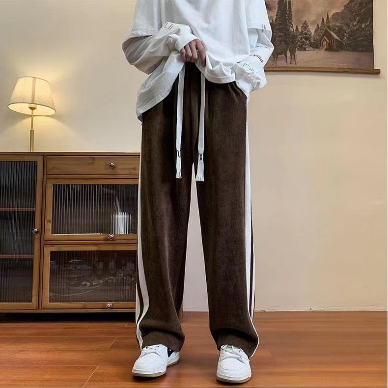 Quần ống rộng Họa Tiết Kẻ Sọc Phong Cách Hàn Quốc Thời Trang Mùa Thu Cho Nữ