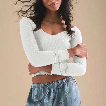 Áo Sweater Dệt Kim Tay Dài Cổ Chữ U Viền Bèo Nhún Màu Sắc Ngọt Ngào Thời Trang Dự Tiệc Đường Phố Cho Nữ