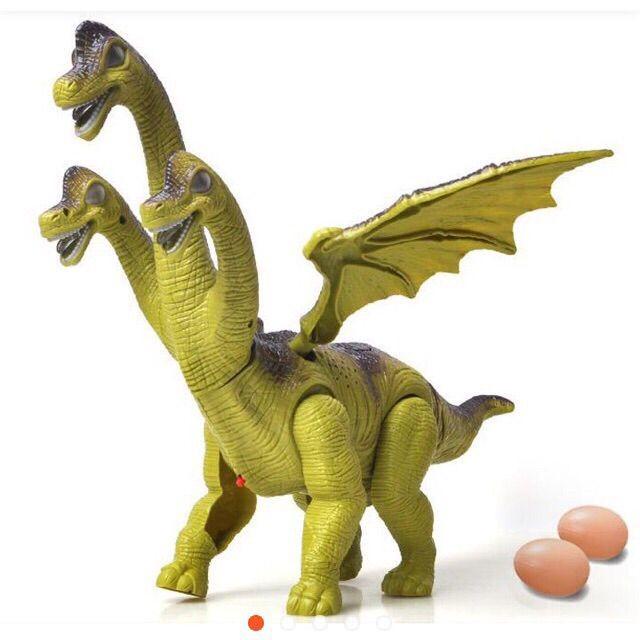Hộp đồ chơi khủng long 3 đầu cổ dài có cánh đẻ trứng có đèn có nhạc - Thingkids