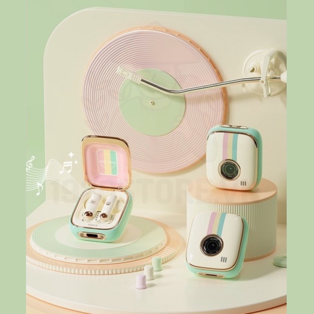 Tai Nghe Không Dây Bluetooth  Rock Retro Style True Wireless Stereo Rockspace Nghe 12H - Chính Hãng BH 12T