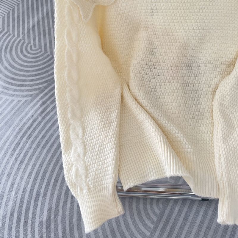 Áo Khoác Cardigan Dệt Kim Đính Nút Ngọc Trai Cổ Búp Bê Thêu Hoa Thời Trang Thu Đông Phong Cách Pháp Cổ Điển Mới