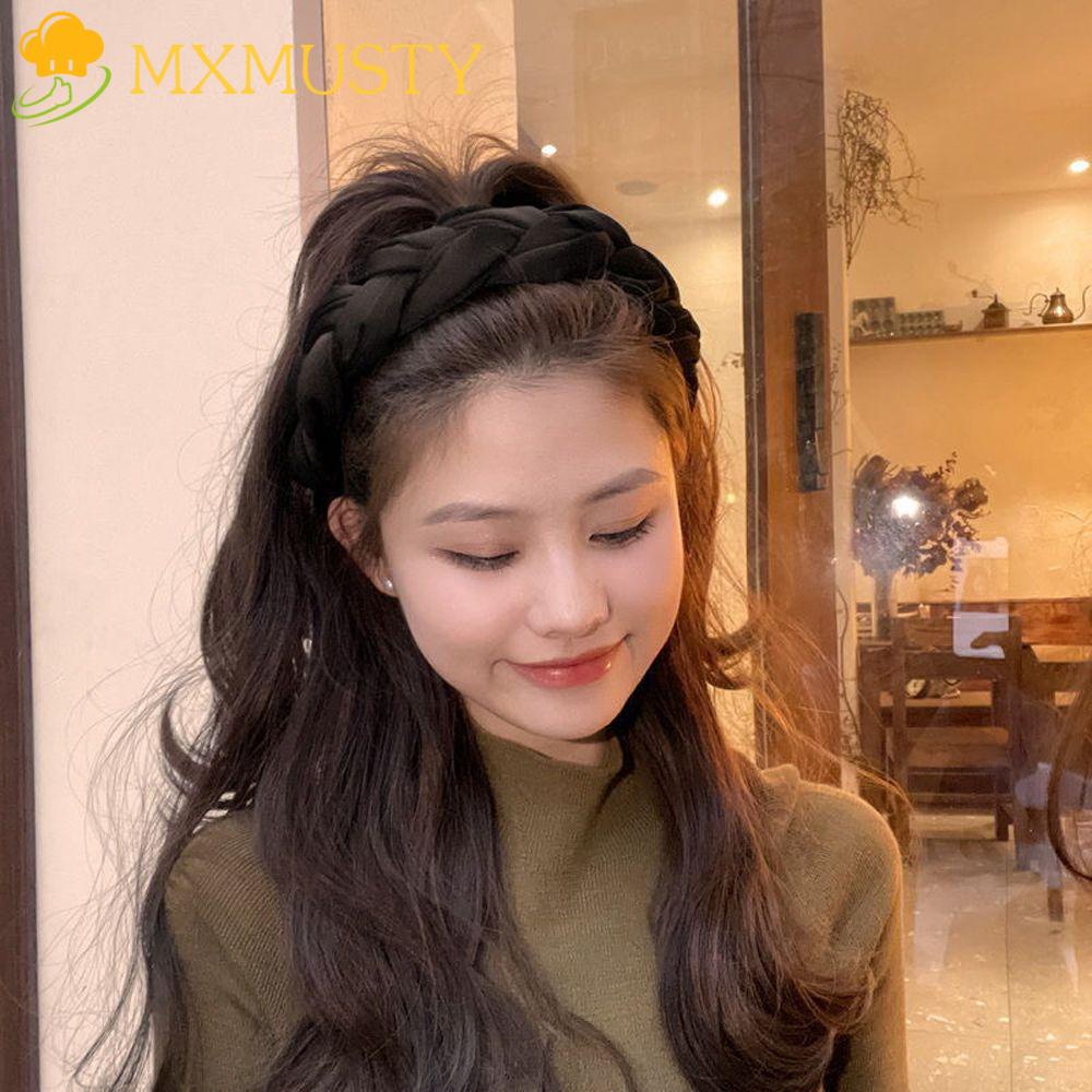 Băng Đô Cài Tóc Bản Rộng Chống Trượt Màu Trơn Phong Cách Hàn Quốc Thời Trang Cho Bạn Gái