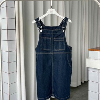 Váy yếm jean ngắn chạy chỉ vintage - YV165