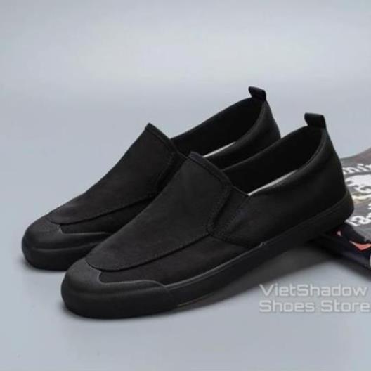 Slip on nam LEYO - Giày lười vải nam - Vải polyester 3 màu đen full, đen đế trắng và xám - Mã SP A1109 . ' ' . II ^ 🙂