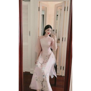 Áo dài tết cách tân thêu hoa