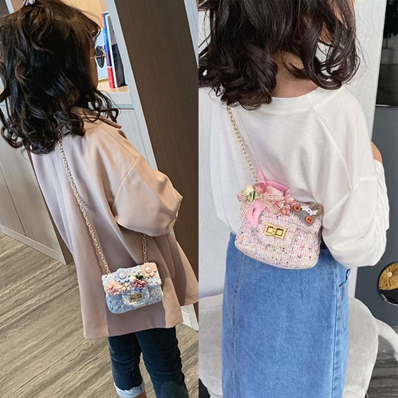 SUGE Túi Đeo Chéo Mini Đính Ngọc Trai Dễ Thương Cho Bé Gái