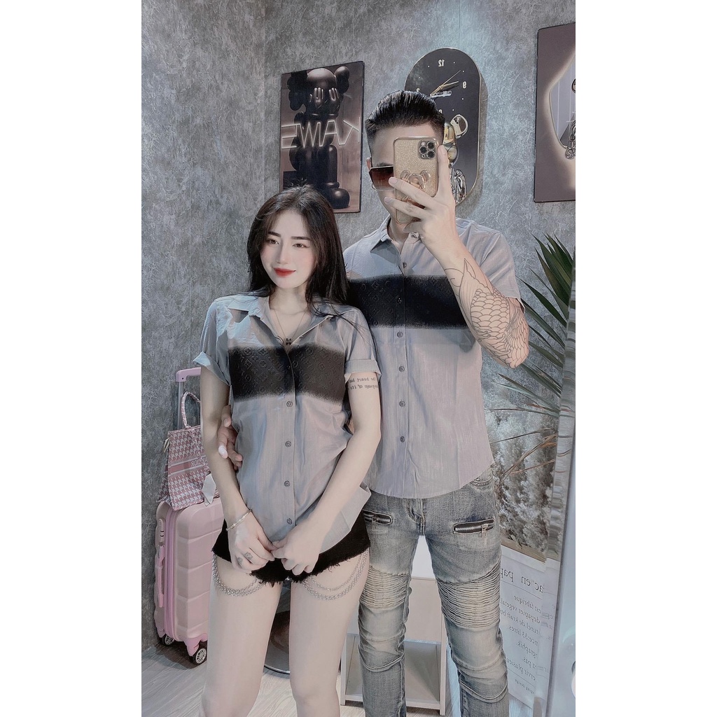 Áo sơ mi nam tay ngắn vải đũi hàn dập vân chất mềm mịn 4 màu HOT TREND mẫu mới cao cấp-AHFASHION