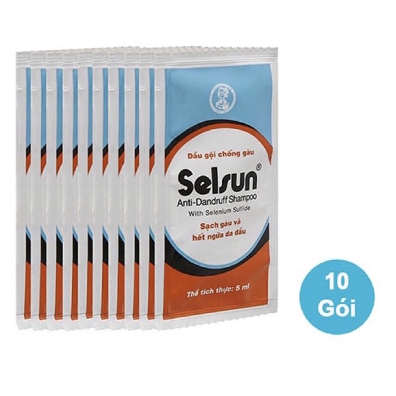 Combo 10 gói dầu gội Selsun gói 5ml - Date mới 7/2025