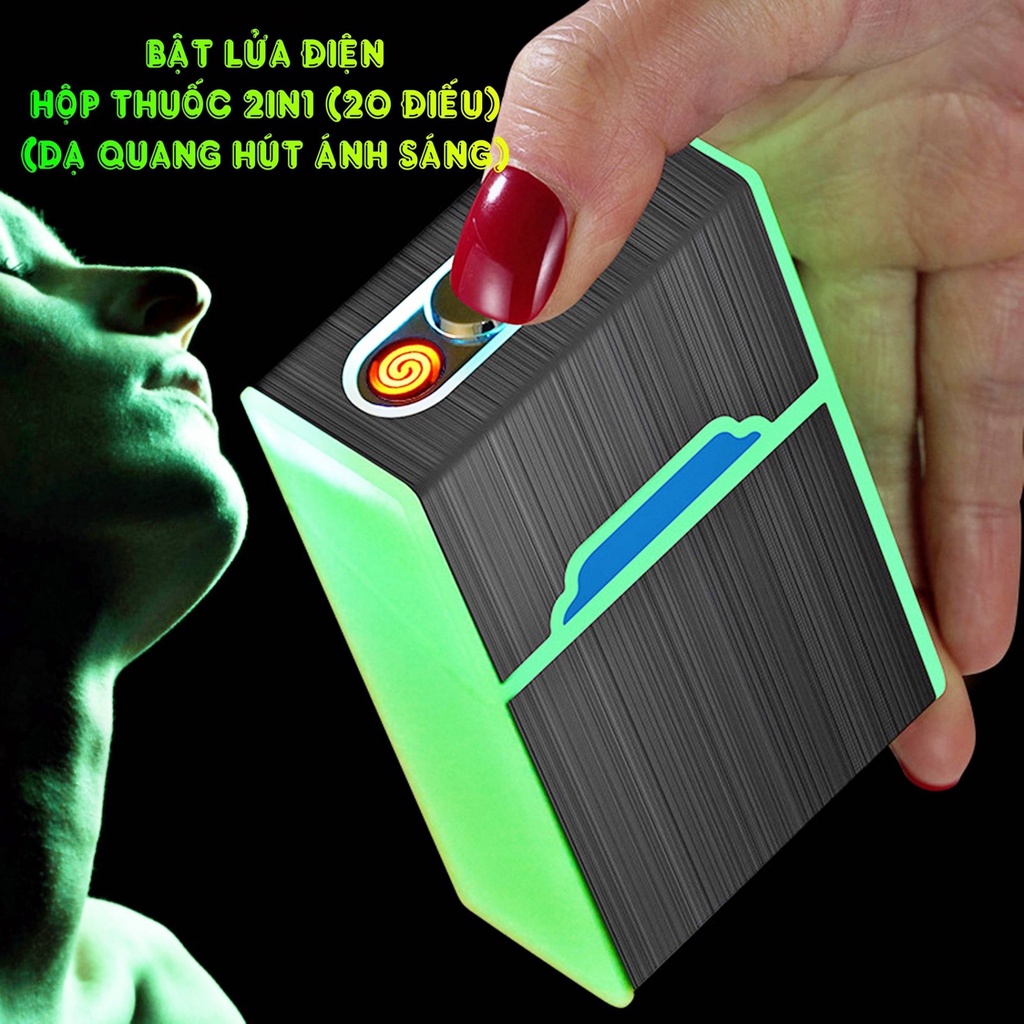 QUÀ TẶNG - 𝐇𝐨̣̂𝐩 𝐐𝐮𝐞̣𝐭 𝐁𝐚̣̂𝐭 𝐋𝐮̛̉𝐚 hộp đựng thu.ốc Focus 2in1 ánh sáng dạ quang sạc điện cổng usb