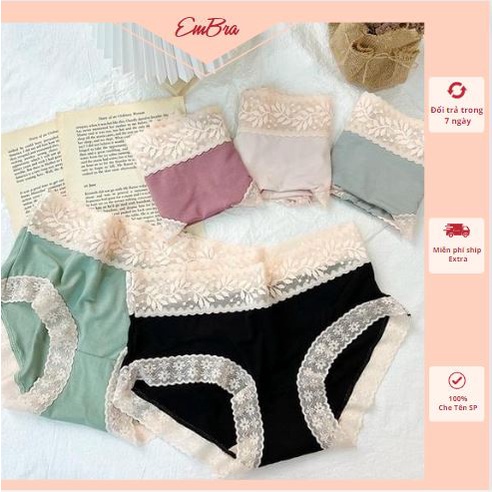 Quần lót nữ Embra su lụa không đường may phối ren gợi cảm hàng cao cấp EBQL45