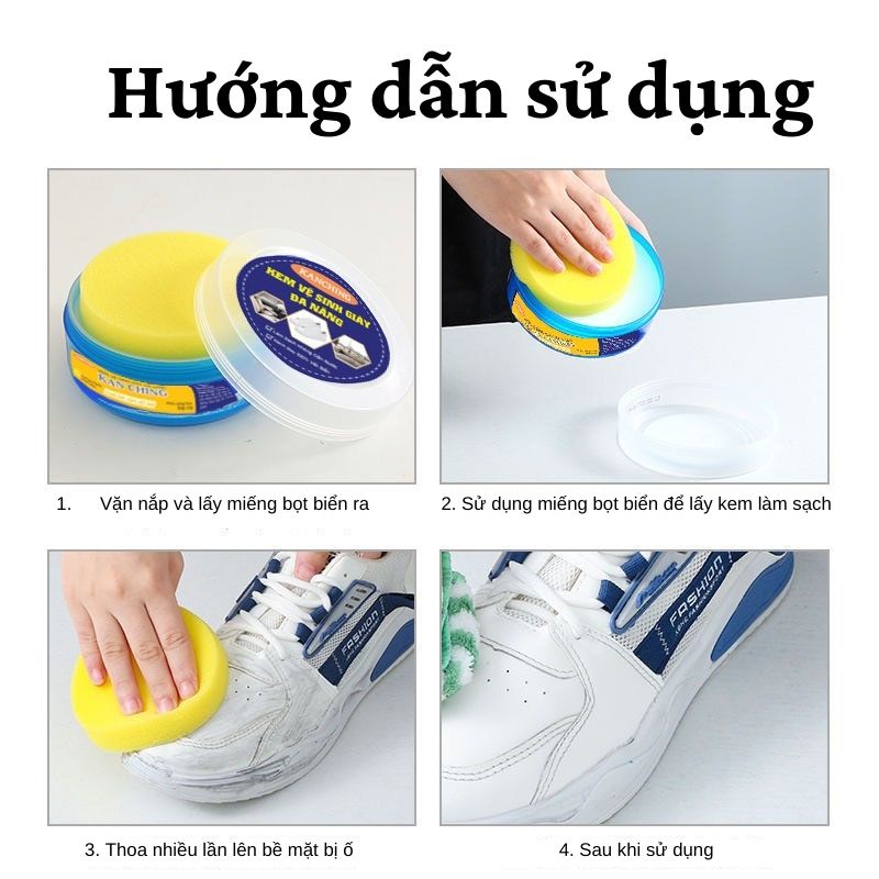Kem Vệ Sinh Giày Đa Năng Tẩy Trắng Chăm Sóc Giày Dép Siêu Sạch Đèn Led Akio