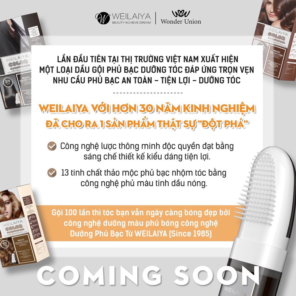 Dầu Gội Phủ Bạc Dưỡng Tóc Color Conditioner WEILAIYA, Dưỡng Tóc Bóng Mượt Bền Màu, Nhuộm Tóc Đen-Vàng-Nâu - 100ml [Auth]