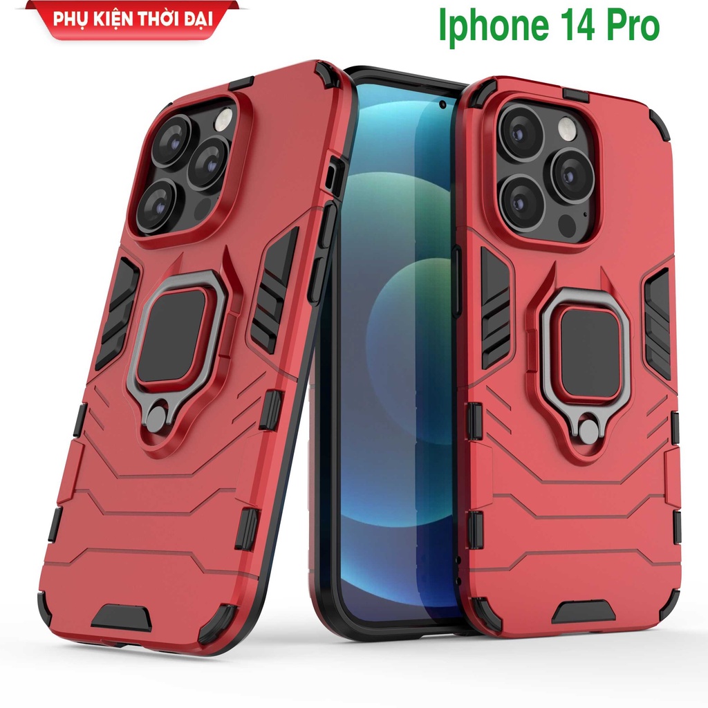 Ốp lưng Iphone 14 Pro Iron Man Iring chống sốc giá đỡ mặt lưng bảo vệ toàn diện