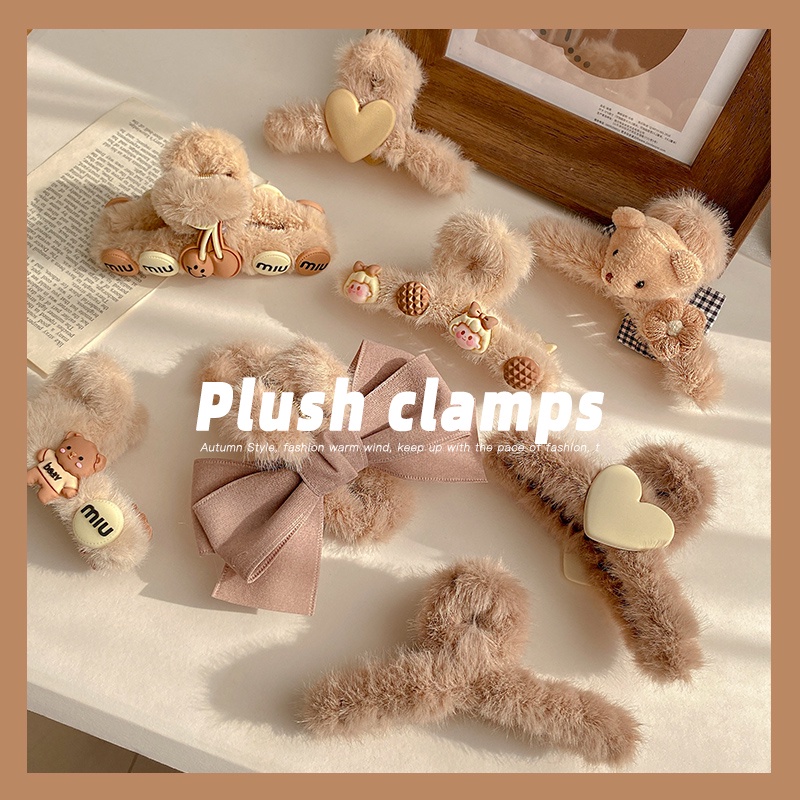 Kẹp tóc đính nơ 17KM họa tiết hoạt hình phong cách Hàn Quốc