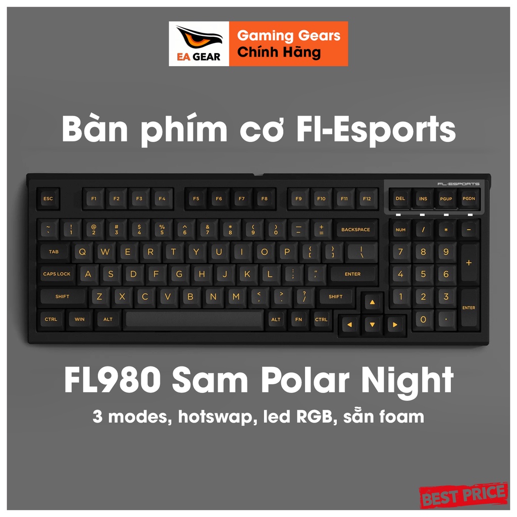 Bàn phím cơ FL-Esports FL980 Sam Polar Night (3 modes, hotswap, RGB) - EA Gear