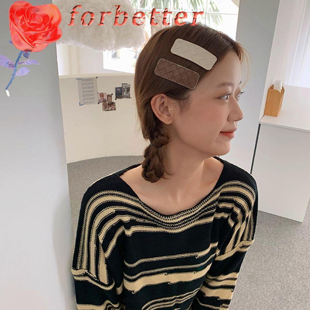 Kẹp tóc bện dây da nhân tạo phối hợp kim màu trơn phong cách Hàn Quốc cổ điển thời trang cho nữ