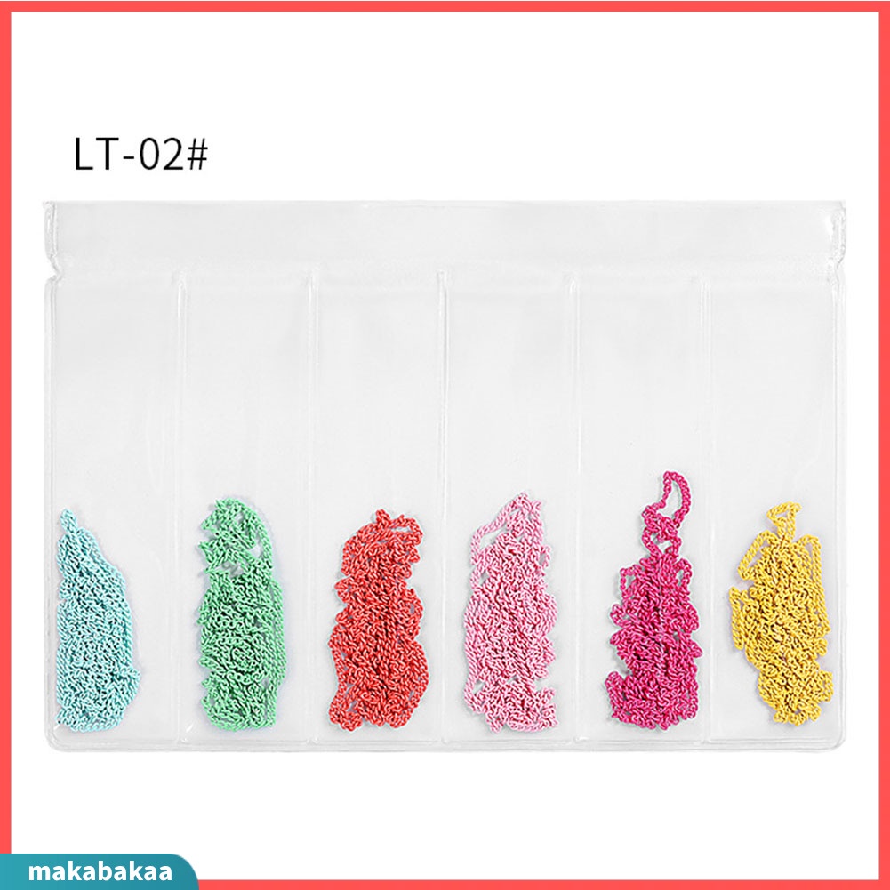 Chuỗi xích hợp kim 3D trang trí móng tay nghệ thuật tự làm nhiều kích thước và màu sắc