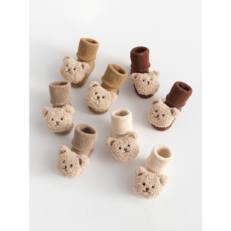 Bé sơ sinh cotton nguyên chất mùa thu đông Plus nhung dày ấm bông chống trơn trượt cho bé tầng bao giày tất