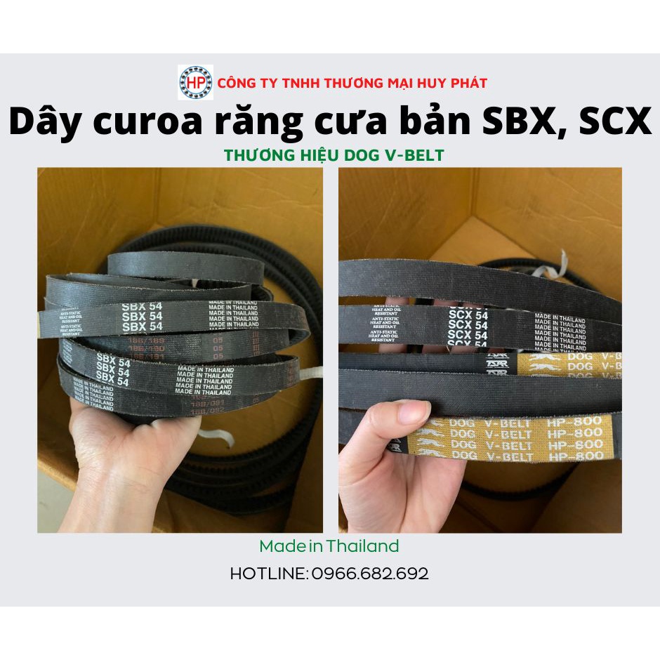 Dây curoa răng cưa bản SBX, SCX dùng cho máy gặt đập liên hợp Kubota hàng DOG V-BELT của Thái Lan