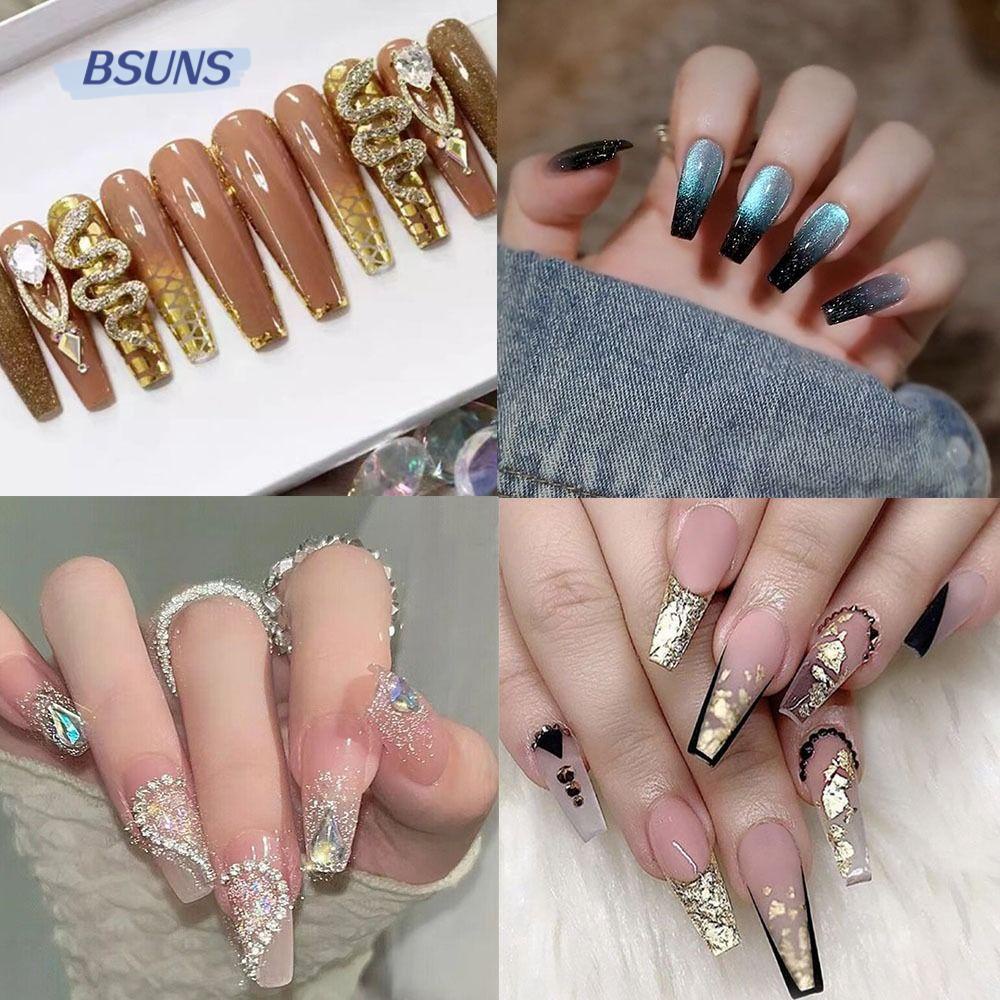 Bộ 24 Móng Tay Giả Che Phủ Toàn Diện Màu Mắt Mèo DIY|Pháp