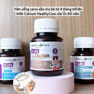 Viên bổ sung canxi sữa Healthy Care Milk Canxi Úc cho bé 4tháng+